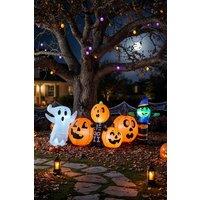 Living and Home 8ft Halloween Inflatable Pumpkin Outdoor Decoration with Witch & Ghost