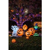 H&O Direct 8ft Light-Up Halloween Inflatable Fun Pumpkin Witch & Ghost Decoration