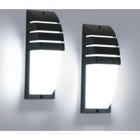 Pheashine Outdoor Wall Lights (2-Pack), 12W 6500K Cool White, Exterior Fixtures in Black