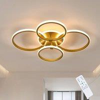 Pheashine Gold LED Ceiling Light, 39W Dimmable with Remote, 4-Ring Circle Fixture