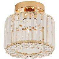 Pheashine Gold Crystal Semi-Flush Ceiling Light, 20cm Round, E27 Base, Bulb Not