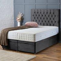 BSSPOKE Mia Ottoman Divan Bed Plush Velvet 54 Headboard & No Mattress in Charcoal | Size: Small Double