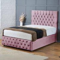 BSSPOKE Mulberry Ottoman Divan Bed Plush Velvet 54 Headboard & No Mattress in Pink | Size: Small Double