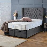 BSSPOKE Olivia Ottoman Divan Bed Plush Velvet 54 Headboard & No Mattress in Charcoal | Size: Double
