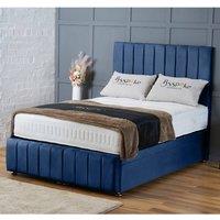 BSSPOKE Sierra Ottoman Divan Bed Plush Velvet 54 Headboard & No Mattress in Blue | Size: Super King