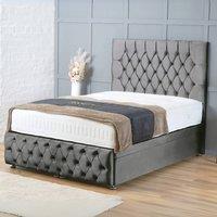 BSSPOKE Mulberry Ottoman Divan Bed Plush Velvet 54 Headboard & No Mattress in Grey | Size: King