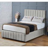 BSSPOKE Sierra Ottoman Divan Bed Plush Velvet 54 Headboard & No Mattress in Silver | Size: Super King