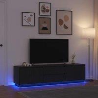 Berkfield Home TV Cabinet with LED Lights Black Oak 193.5x41x50 cm