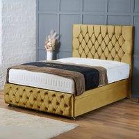 BSSPOKE Mulberry Ottoman Divan Bed Plush Velvet 54 Headboard & No Mattress in Mustard | Size: Single