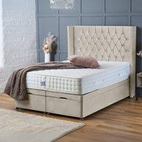 BSSPOKE Olivia Ottoman Divan Bed Plush Velvet 54 Headboard & No Mattress in Cream | Size: Double