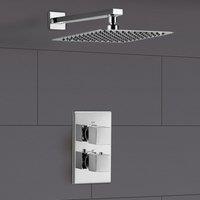 Nes Home Square 1 Outlet Concealed Thermostatic Shower Mixer Set - Shower Head in Metallic Silver