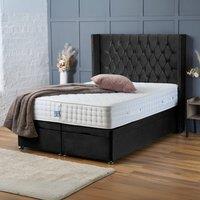 BSSPOKE Olivia Ottoman Divan Bed Plush Velvet 54 Headboard & No Mattress in Black | Size: Double