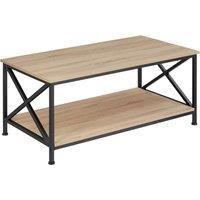 tectake Coffee Table Pittsburgh - Rectangular, With Storage Shelf in Light Oak