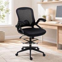 STILVORA Height Adjustable Drafting Chair with Flip-up Armrests in Black