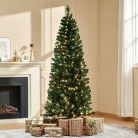 STILVORA 6ft Artificial Christmas Tree with LED Lights in Green