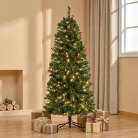 STILVORA 5ft Artificial Christmas Tree with 200 LED Lights in Green