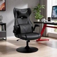STILVORA Racing Chair with Lumbar Support & Flip-up Armrests in Black