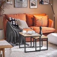 SoBuy Nesting Coffee Table - Metal Frame - Industrial Modern in Light Oak