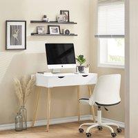 SoBuy Compact Office Desk - Pine Legs Scandinavian in White