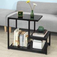 SoBuy 3-Tier Coffee Table - Glass Top & Metal Frame - Industrial in Black