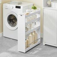 SoBuy Slim Kitchen Trolley - 4 Shelves & Castors in White