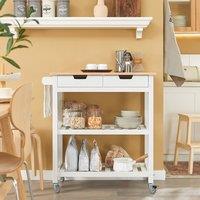SoBuy Kitchen Trolley - Hevea Wood Top Farmhouse in White