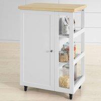 SoBuy Compact Kitchen Trolley - Wood-Effect Top Farmhouse in White