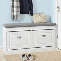 SoBuy Slim Entrance Bench - Cushioned Seat & Shoe Storage in White