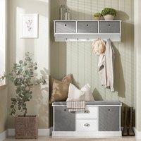 SoBuy Entrance Bench with 2 Drawers & 2 Baskets White