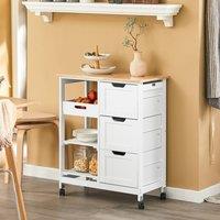 SoBuy Mobile Kitchen Trolley - 3 Drawers & Basket Farmhouse in White