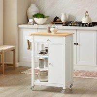 SoBuy Kitchen Trolley - Wood-Top in White