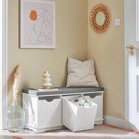 SoBuy Entrance Bench - Removable Cushion & 3 Storage Boxes in White