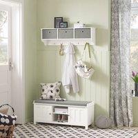 SoBuy Entrance Bench with Storage - 2 Cabinets & Shelf in White