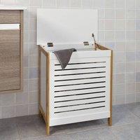 SoBuy Laundry Hamper Cabinet - Bamboo Frame in White