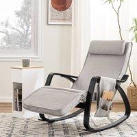 SoBuy Rocking Chair - Adjustable Headrest & Footrest in Light Grey