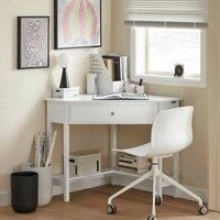 SoBuy Corner Desk with Drawer - Compact White
