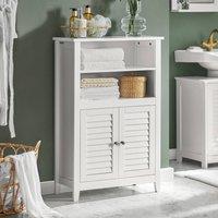SoBuy Narrow Bathroom Cabinet - Space-Saving Shutter Doors in White