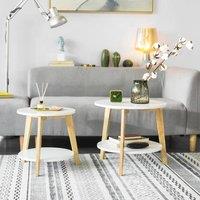 SoBuy Nesting Coffee Table Set - White & Natural Wood