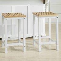 SoBuy Bar Chair - Natural Wood Seat in White
