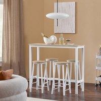 SoBuy Bar Table & 4 Stools Set - Space-Saving Design - Industrial in White