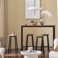 SoBuy Bar Table & 4 Stools Set - Space-Saving Design - Industrial in Light Oak | Size: 0.6m2