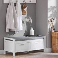 SoBuy Storage Bench with Cushion & 2 Drawers - White | Size: 100 cm