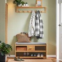 SoBuy Entrance Bench - Solid Bamboo with Cushion Natural