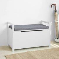 SoBuy Space-Saver Entrance Bench - Padded Cushion & Storage in White