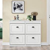SoBuy Slim Shoe Cabinet - Flip-Down Doors in White