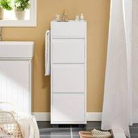 SoBuy Slim Bathroom Tall Cabinet - 3 Drawers & Top Organiser in White