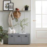SoBuy Entrance Storage Bench - Padded Seat & 3 Compartments in Grey