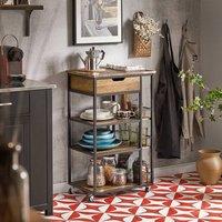 SoBuy Kitchen Trolley on Wheels - 1 Drawer & 4 Shelves - Industrial in Brown