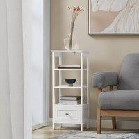 SoBuy Tall Narrow Side Table - Drawer & 3 Shelves in White