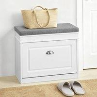 SoBuy Slim Entrance Shoe Cabinet - Flip-Down Storage Classic in White